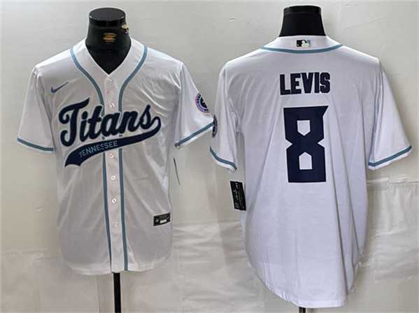 Men%27s Tennessee Titans #8 Will Levis White With Patch Cool Base Stitched Baseball Jersey->tennessee titans->NFL Jersey